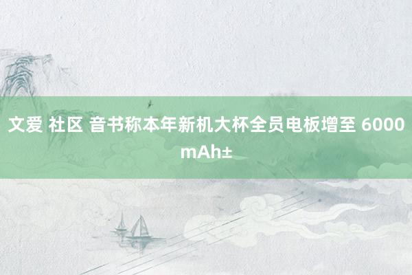 文爱 社区 音书称本年新机大杯全员电板增至 6000mAh±