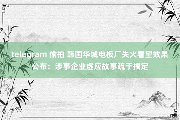 telegram 偷拍 韩国华城电板厂失火看望效果公布：涉事企业虚应故事疏于搞定