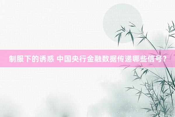 制服下的诱惑 中国央行金融数据传递哪些信号？