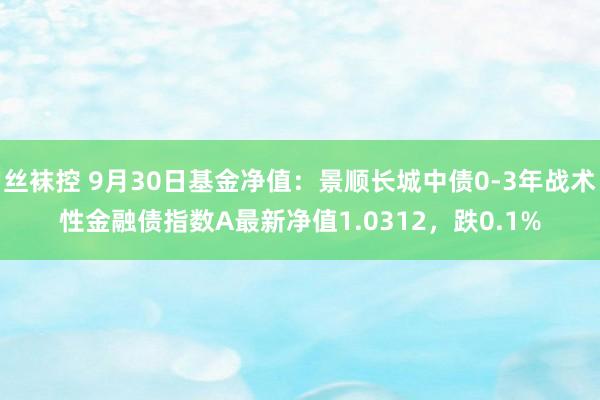 丝袜控 9月30日基金净值：景顺长城中债0-3年战术性金融债指数A最新净值1.0312，跌0.1%