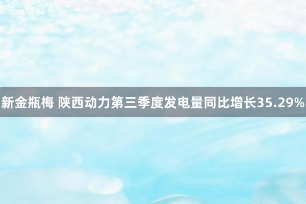 新金瓶梅 陕西动力第三季度发电量同比增长35.29%