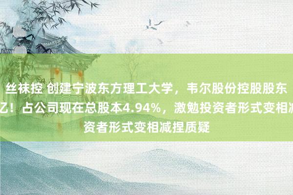 丝袜控 创建宁波东方理工大学，韦尔股份控股股东豪捐67亿！占公司现在总股本4.94%，激勉投资者形式变相减捏质疑