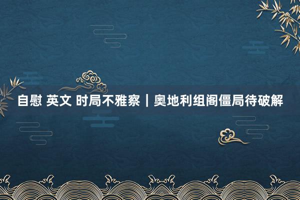 自慰 英文 时局不雅察｜奥地利组阁僵局待破解