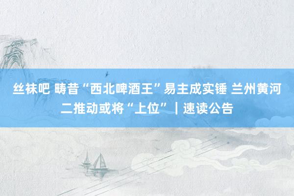 丝袜吧 畴昔“西北啤酒王”易主成实锤 兰州黄河二推动或将“上位”｜速读公告