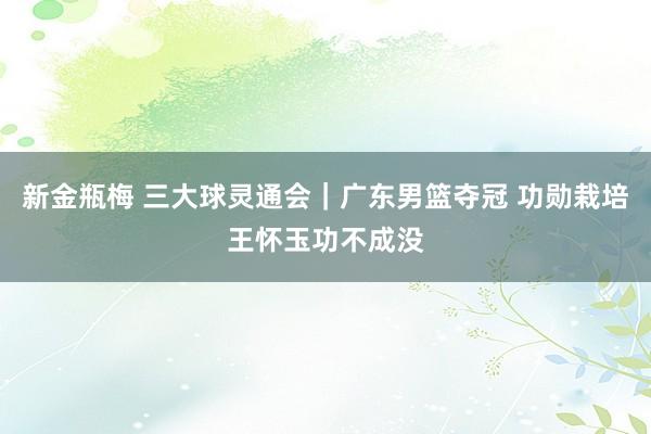 新金瓶梅 三大球灵通会｜广东男篮夺冠 功勋栽培王怀玉功不成没