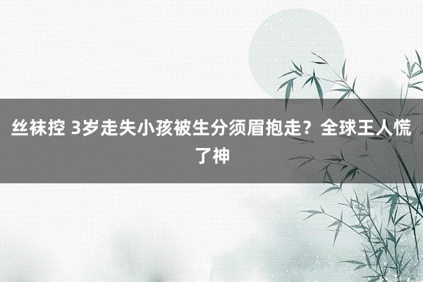 丝袜控 3岁走失小孩被生分须眉抱走？全球王人慌了神