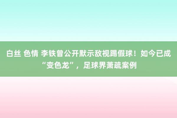 白丝 色情 李铁曾公开默示敌视踢假球！如今已成“变色龙”，足球界萧疏案例