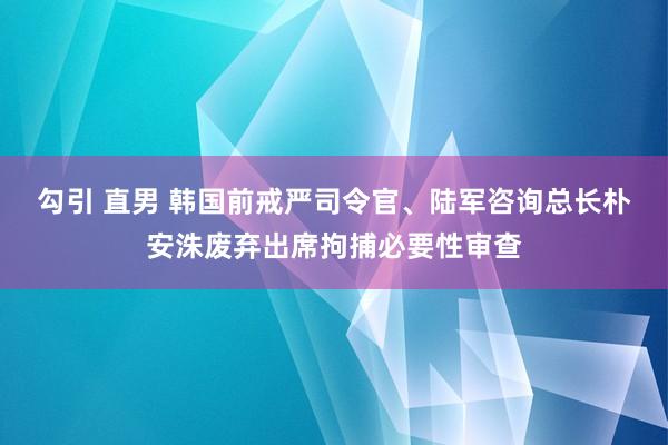 勾引 直男 韩国前戒严司令官、陆军咨询总长朴安洙废弃出席拘捕必要性审查