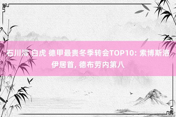 石川澪 白虎 德甲最贵冬季转会TOP10: 索博斯洛伊居首， 德布劳内第八