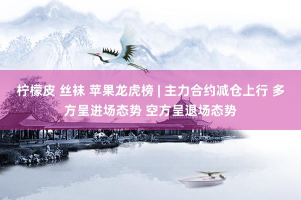 柠檬皮 丝袜 苹果龙虎榜 | 主力合约减仓上行 多方呈进场态势 空方呈退场态势