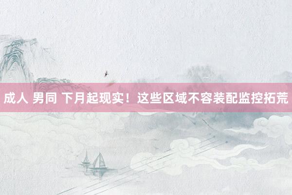 成人 男同 下月起现实！这些区域不容装配监控拓荒