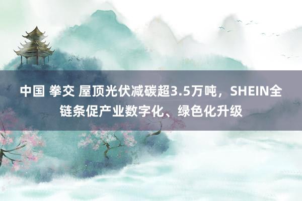 中国 拳交 屋顶光伏减碳超3.5万吨，SHEIN全链条促产业数字化、绿色化升级