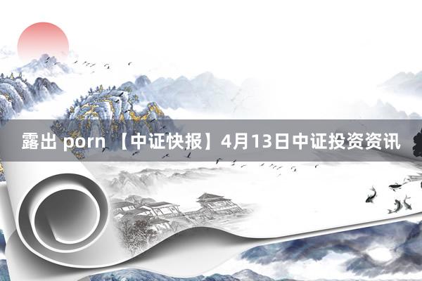 露出 porn 【中证快报】4月13日中证投资资讯