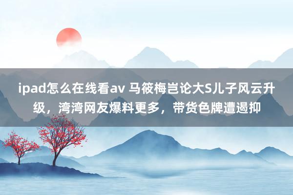 ipad怎么在线看av 马筱梅岂论大S儿子风云升级，湾湾网友爆料更多，带货色牌遭遏抑