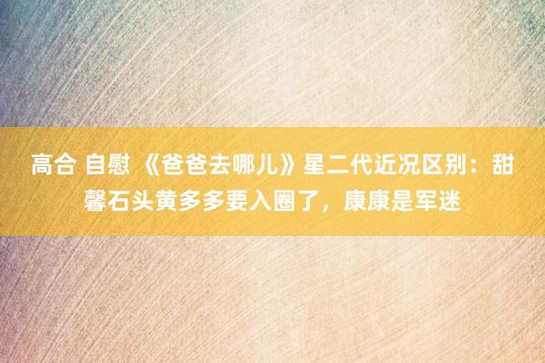 高合 自慰 《爸爸去哪儿》星二代近况区别：甜馨石头黄多多要入圈了，康康是军迷